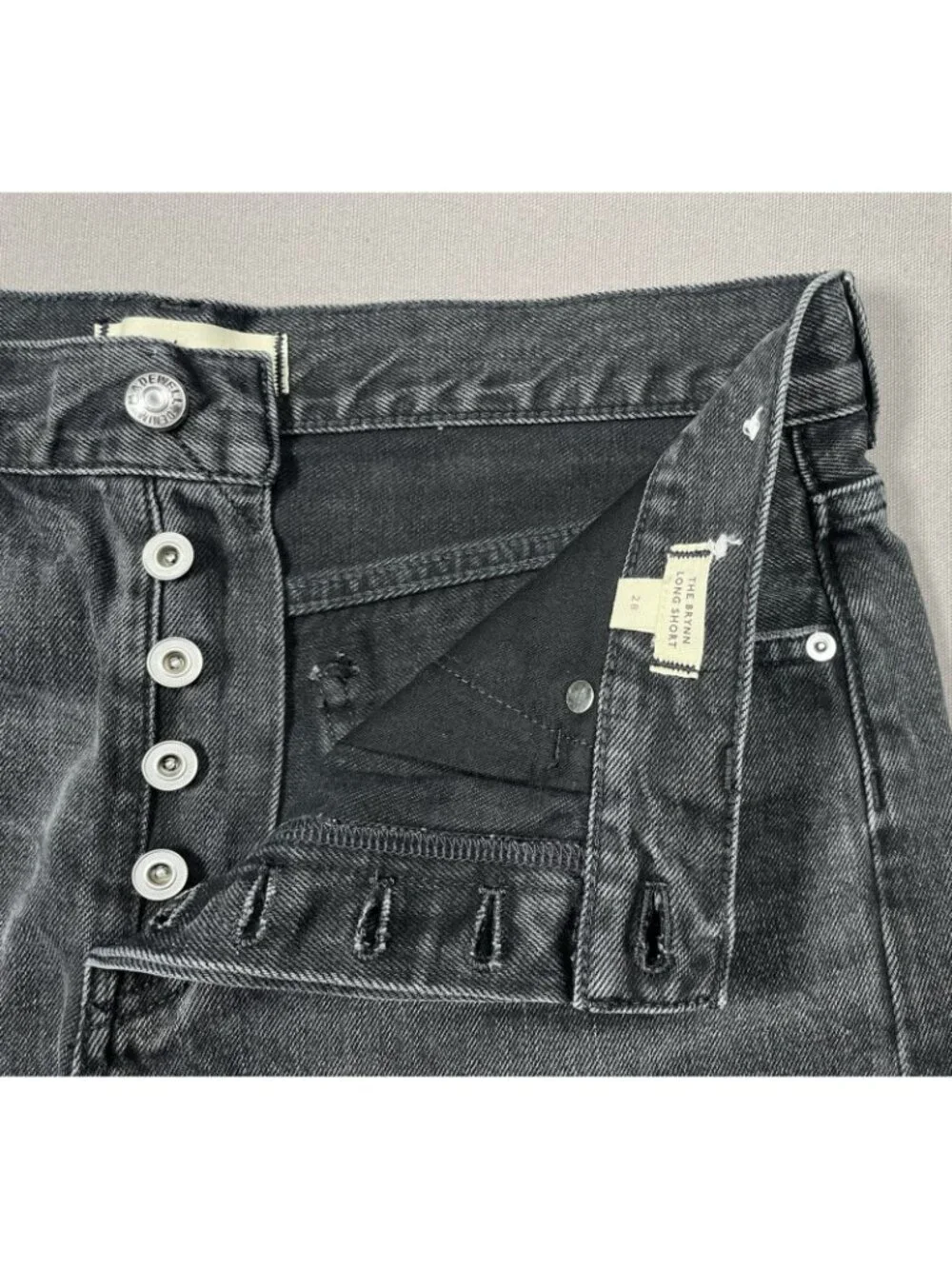 NWT Madewell The Brynn Long Black Levin Wash Jean Shorts Inseam 4
